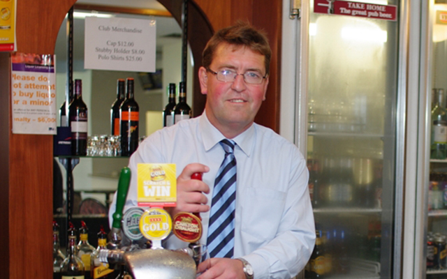 Norm McCullagh and Warrnambool GRC Manager Matt Ansell at the Bold Trease Bar