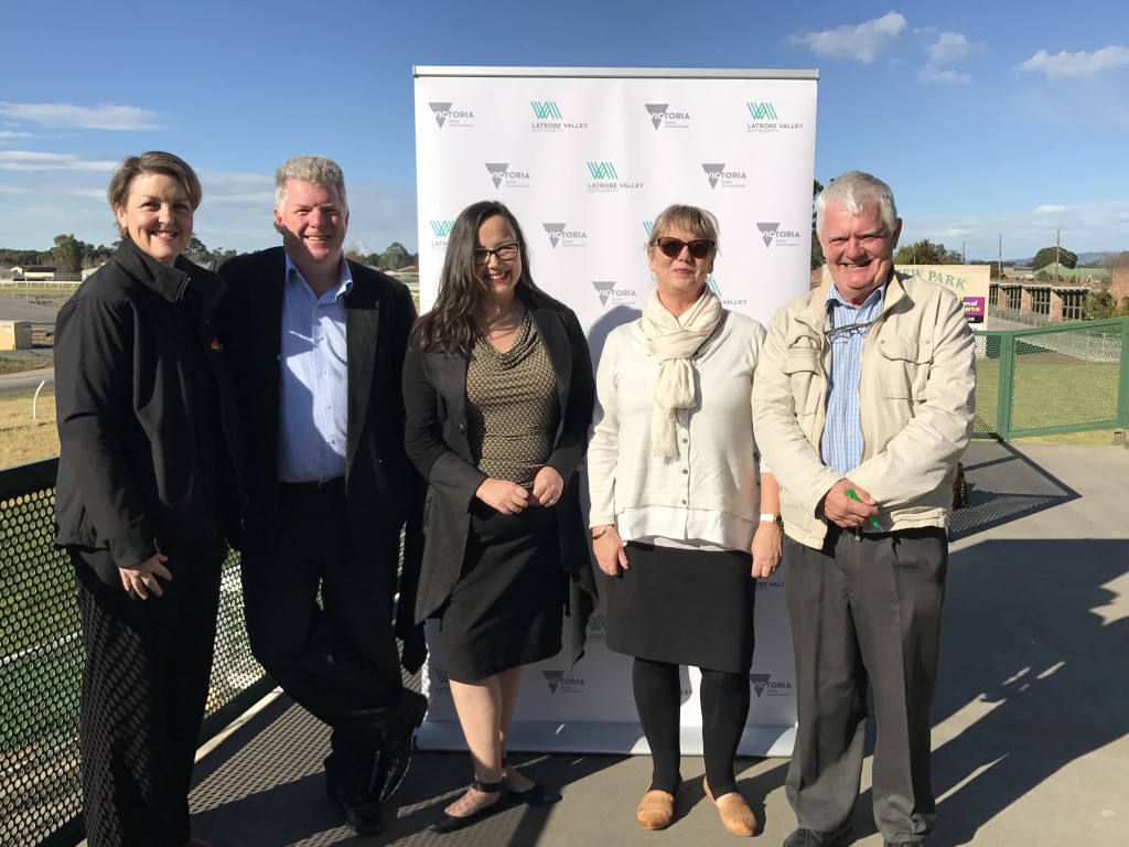 The Member for Eastern Victoria, Harriet Shing MLC (centre)  with Latrobe City Council Mayor Cr Kellie O´Callaghan, TGRC manager Steven Clarke, GRV's Louise Martin and Chairman of the LVRC Peter Walkley.