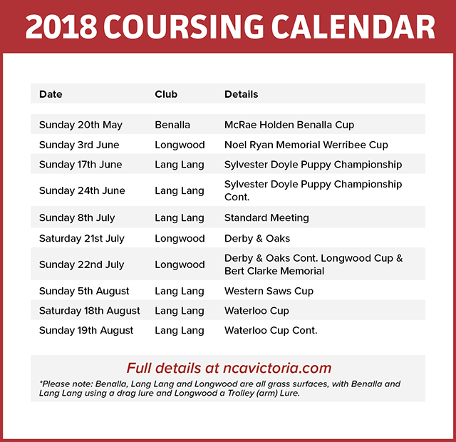 2018 Coursing Calendar