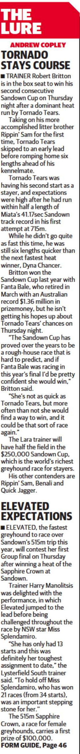 Sandown Cup News 2