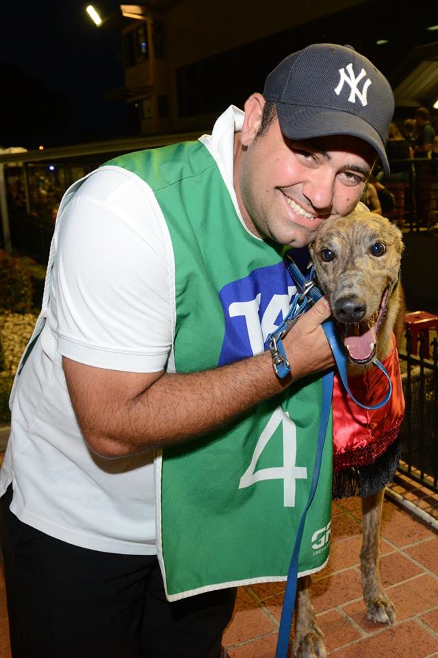 Anthony Azzopardi with Whisky Riot following their Sale Rising Star victory on Sale Cup night. 
