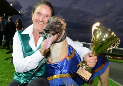 Mossimo Bale with trainer Andrea Dailly and the Cranbourne Cup.