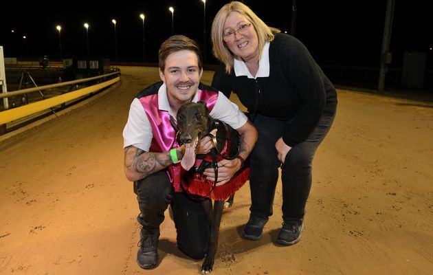 Jake and Heather Collins with Dyna Hunter after he claimed the Group 2 Warragul Toyota Cup.