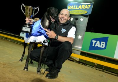 Ballarat Cup winner Aston Kimetto with handler Wayne Vassalo