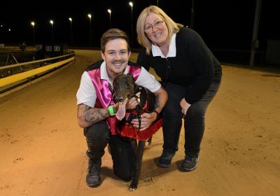 Jake and Heather Collins with Dyna Hunter after he claimed the Group 2 Warragul Toyota Cup.