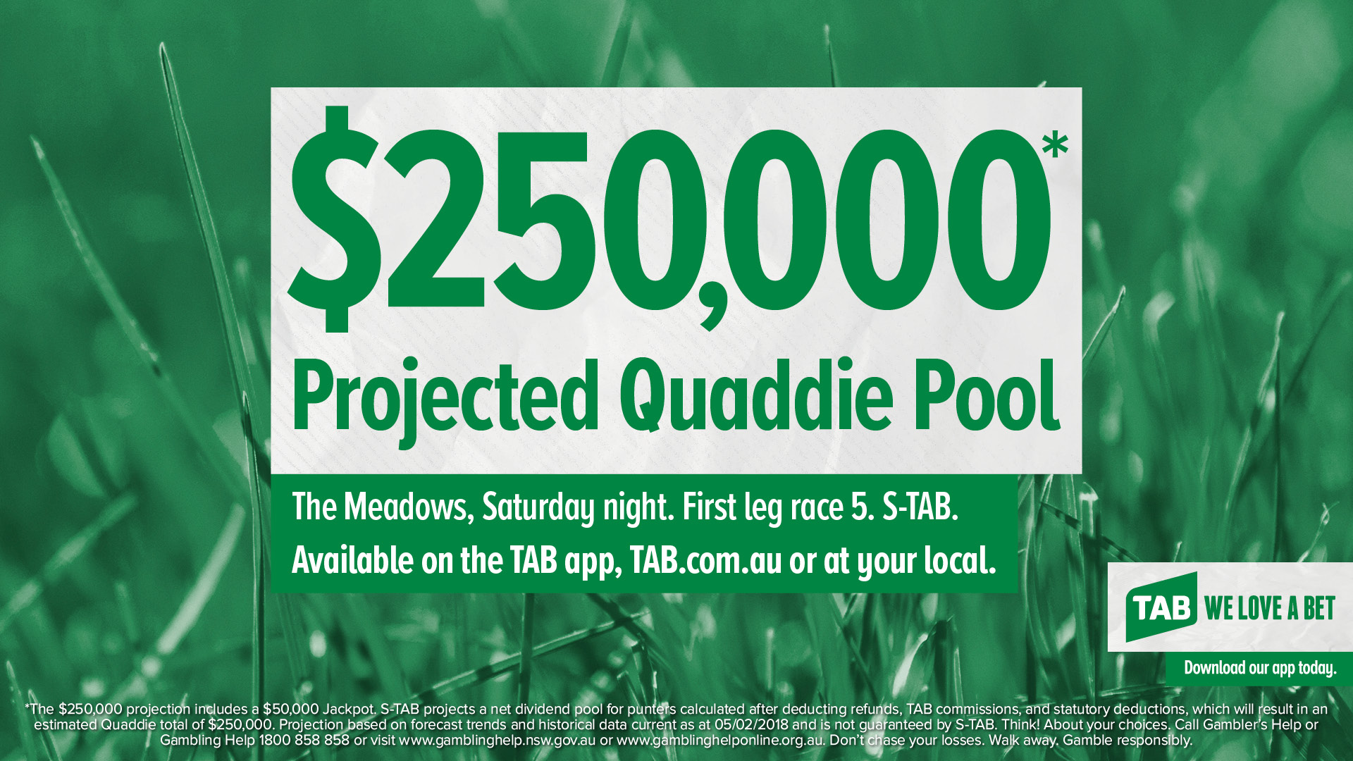 TAB $250,000 Projected Quaddie Pool