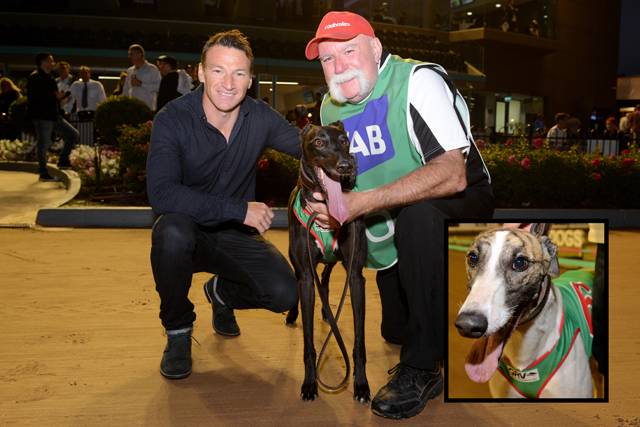 Page 2 - Fanta Bale with AFL Superstar Brent Harvey and Britton Kennels Foreman, Peter Riley - Photo Credit Clint Anderson