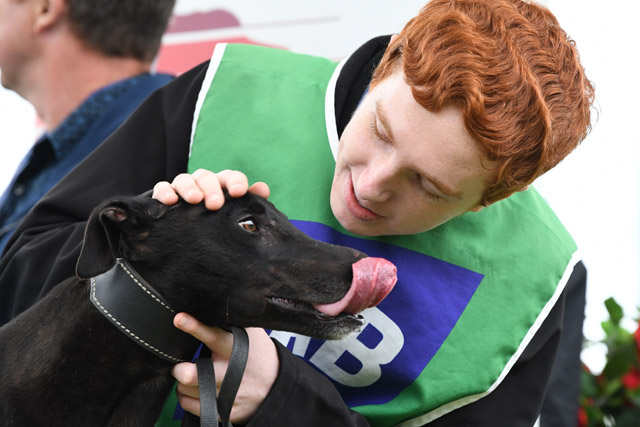 Kouta Mayhem with handler Liam Sharp, who was in disbelief in the moments following the cup.