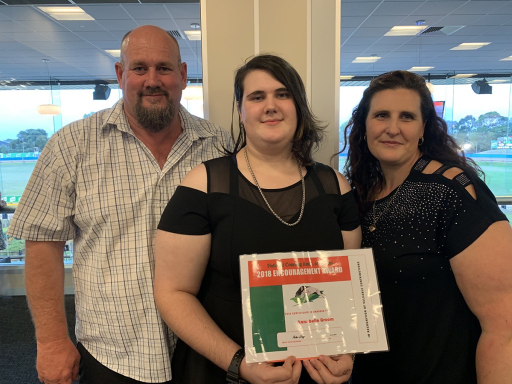 Annabelle Groom with proud parents Bernie and Michelle