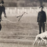 A young Darryl Embling showcases his slipping skills at the Victorian Coursing Club