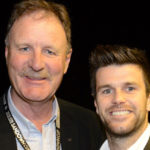 Emmett Dunne with current Richmond Captain Trent Cotchin at the Sandown Park greyhounds.