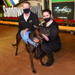 Simon Told Helen with trainer David Burnett and handler Martina Kirillidis.