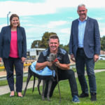 Ballarat GRC Manager Rod Ward (centre) with Juliana Addison and Steve McGhie, Member for Melton.