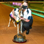 Wow with trainer Karina Britton and the prized Temlee trophy.
