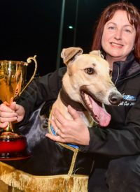 Weblec Jet with handler Angela Langton, partner of trainer Jeff Britton.