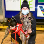 Knicks Bale with handler Callie Wilson after winning the Cranbourne GRC Special Event.