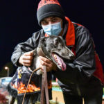 Hank The Hustler with handler Harrison Goss after winning the Fireball.