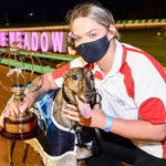 Fernando Cazz with trainer Kayla Cottrell after winning the 2021 Group 1 Rookie Rebel