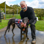 Hill Top Jonah with trainer David Geall after clocking 19.13sec (Best).