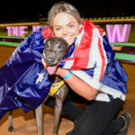 Kayla Cottrell with Fernando Bluey after taking out a heat of the 2021 TAB Australian Cup.