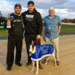 Aston Titan and trainer Anthony Azzopardi (left) after claiming the Sale Motor Group Summer Cup.