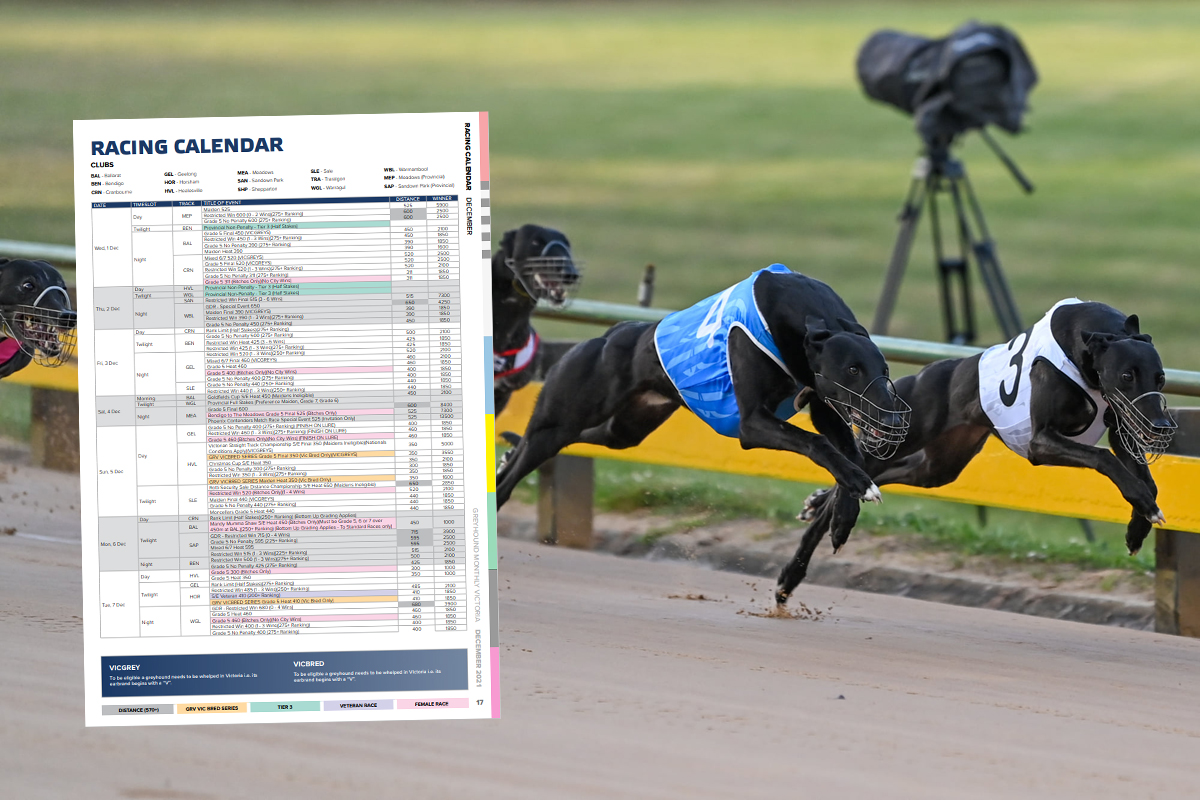 December / January Racing Calendar out now