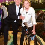 Lala Kiwi with handler Korie Heinrich and Frank McGuire MP.