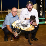 Mepunga Ruby with trainer Jeff Britton and handler Craig Solkholn