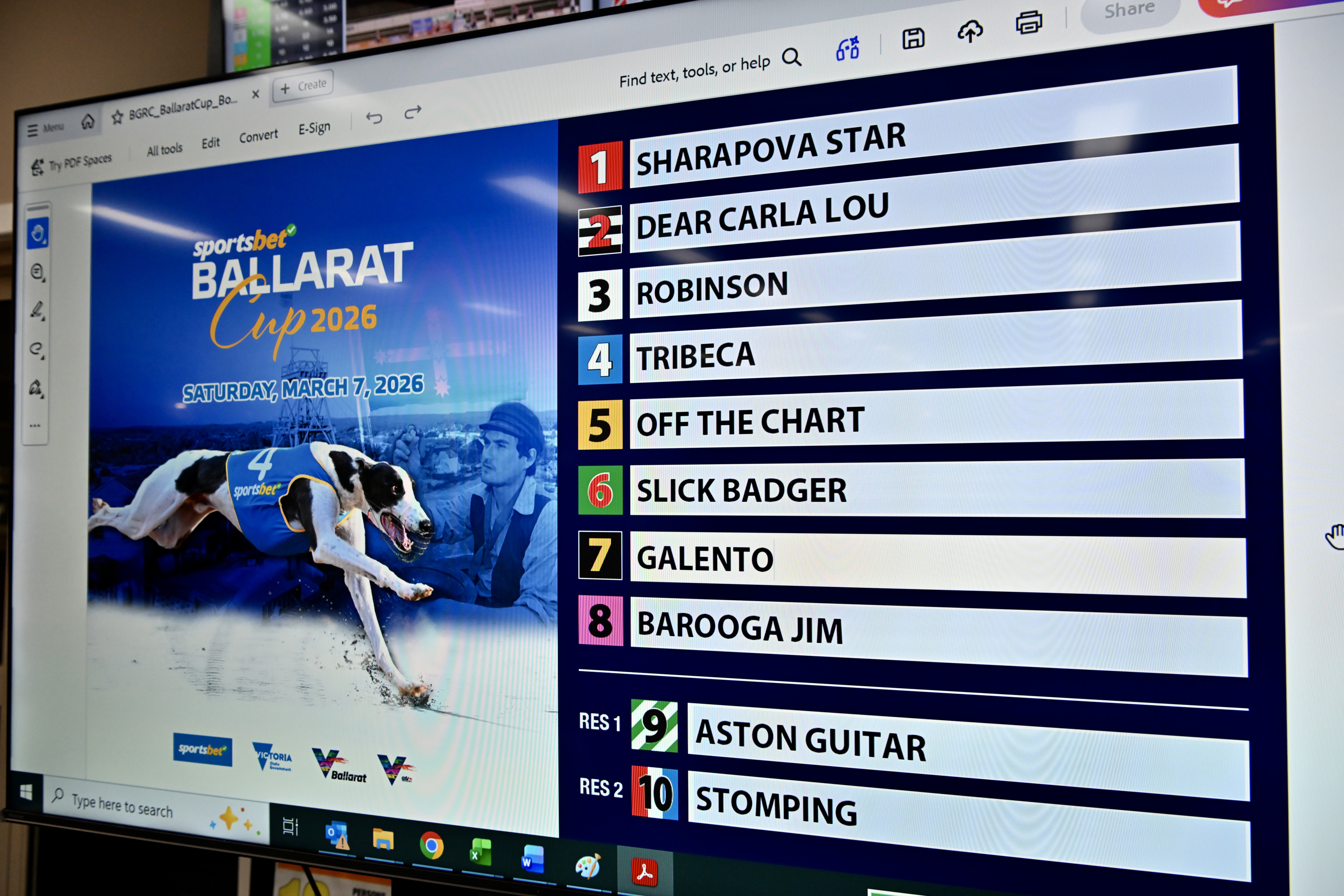 Box Draw foe the 2026 Ballarat Cup
